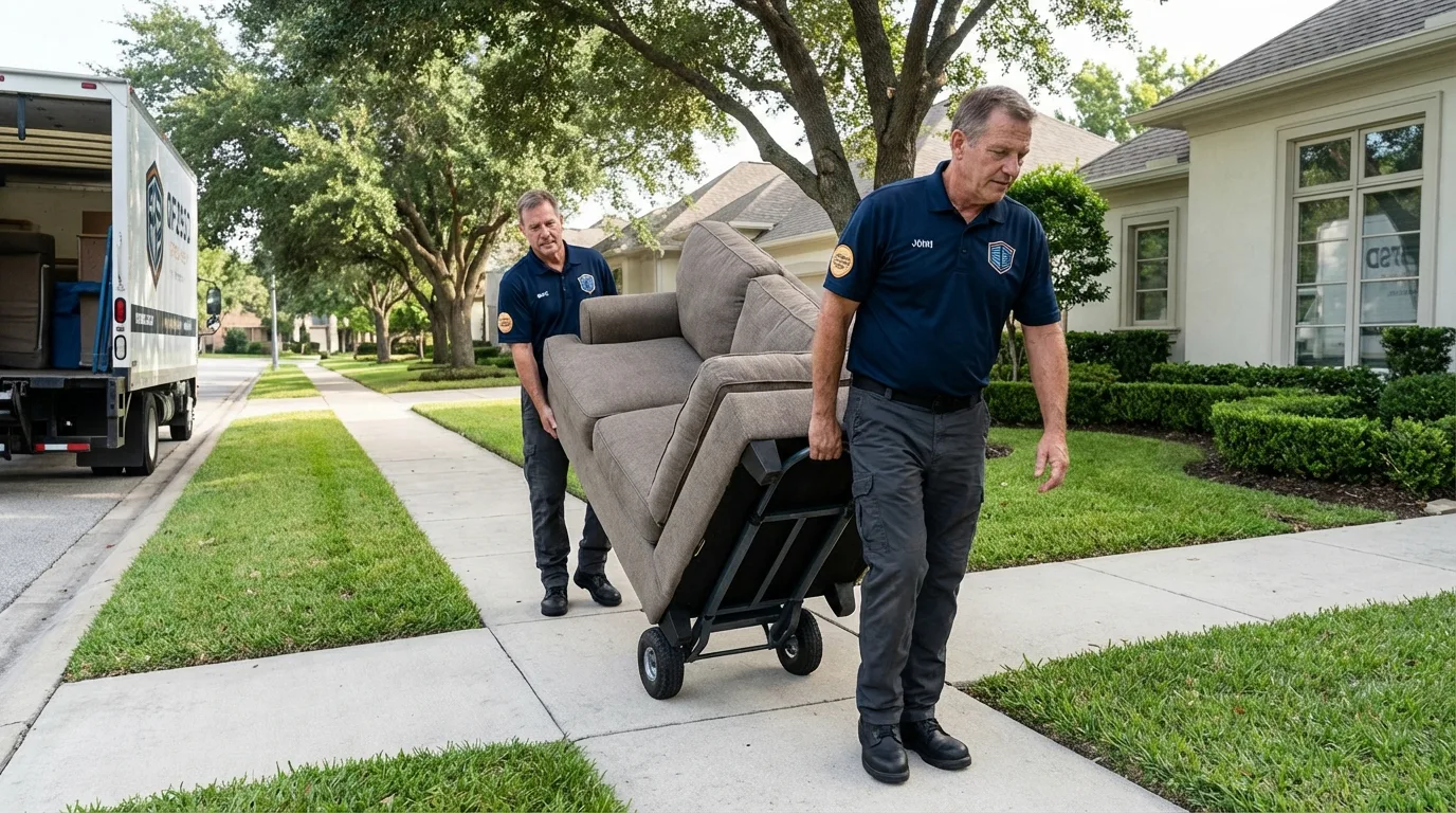 Local residential moving crew loading furniture in Walled Lake, MI